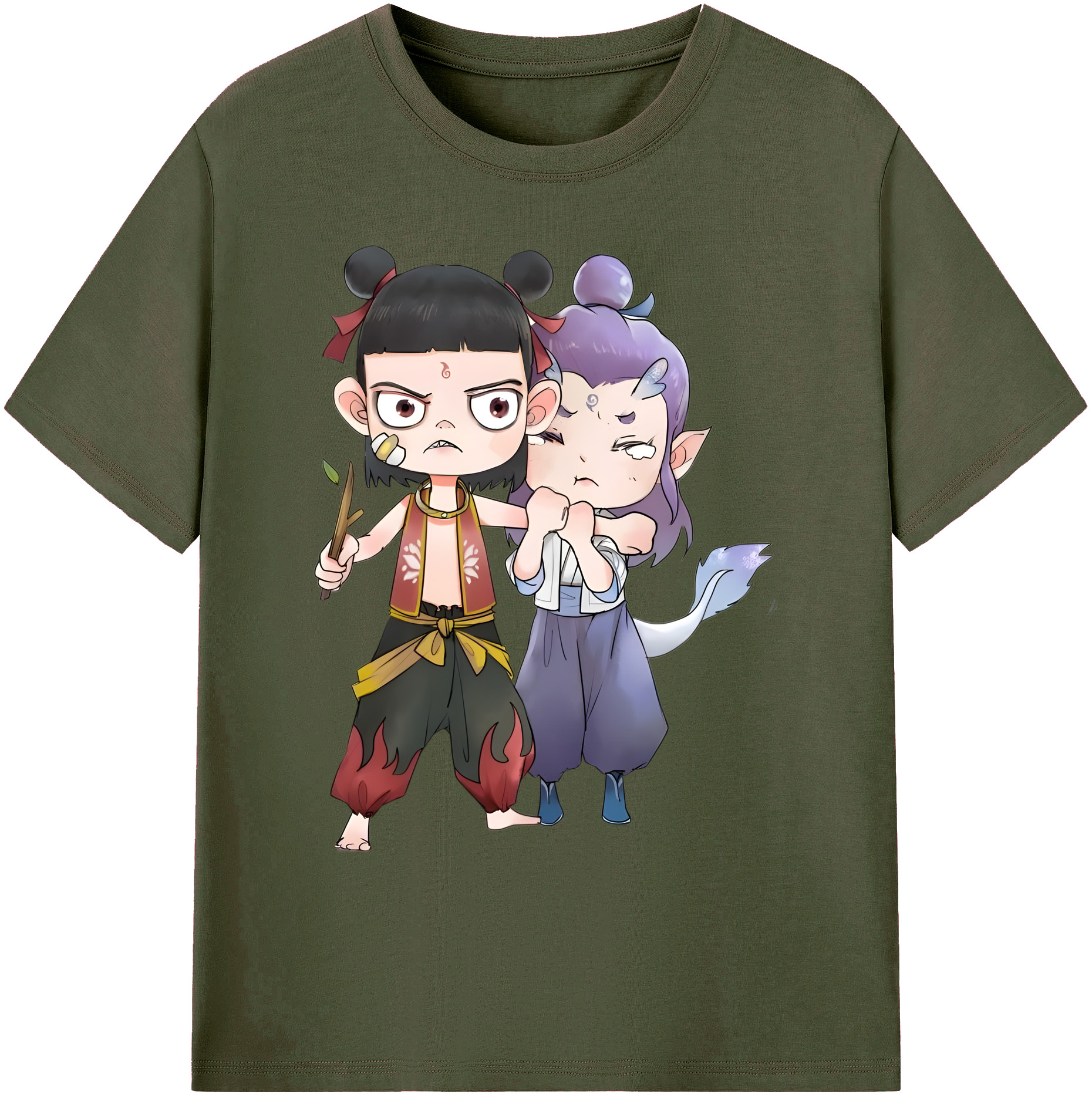 （画像用） Ne Zha 2 ナタ 魔童の大暴れ 綿100％ メンズ半袖Tシャツ｜肌触りやわらか＆通気性